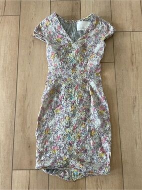 Yigal Azrouel Multi-Color Floral Textured Zip Up Sheath Dress - Size 2